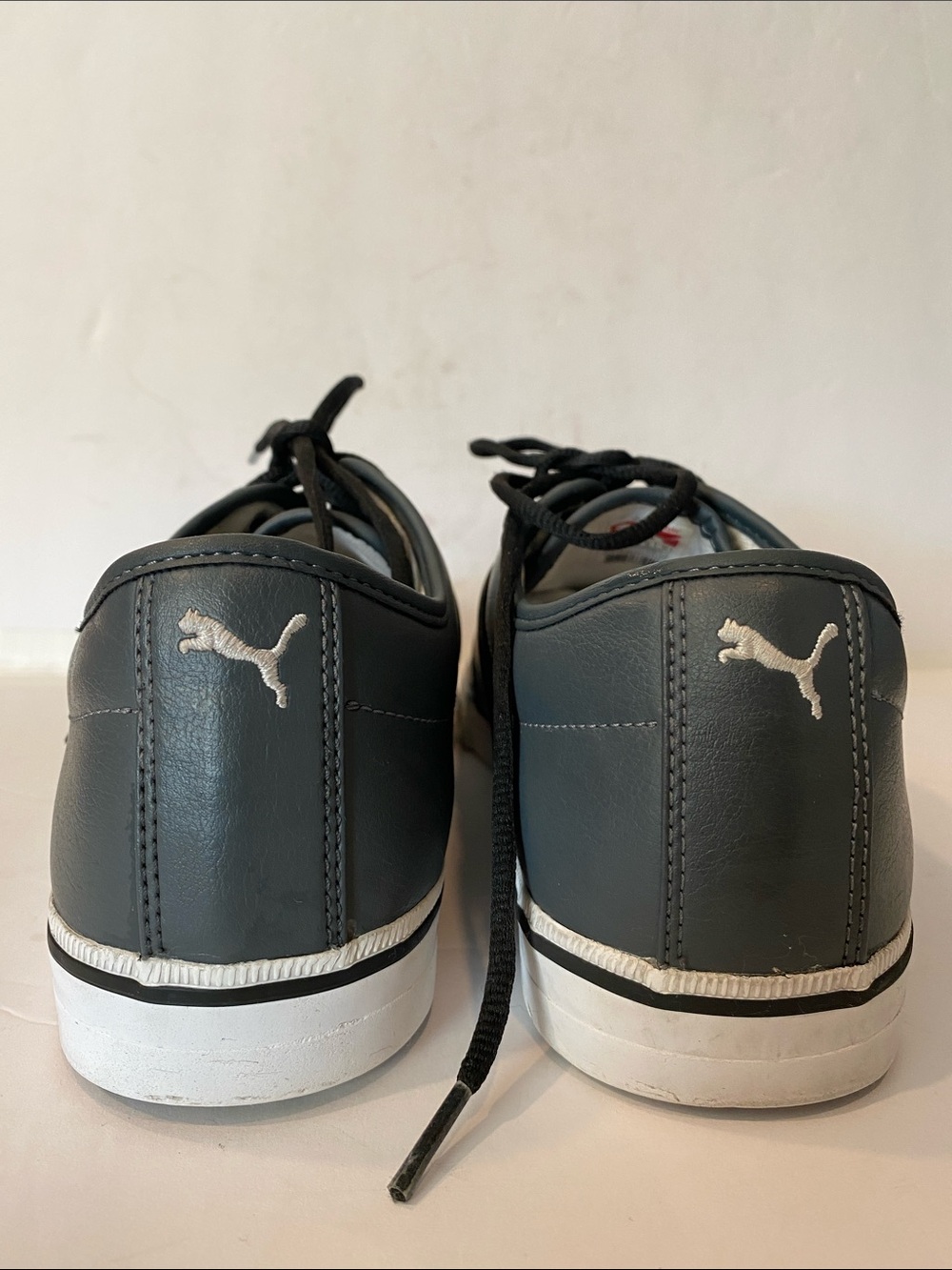 Puma Men’s Gray and Black El Ace Textured Perforated Leather Lace-Up Sneakers - Picture 5 of 8